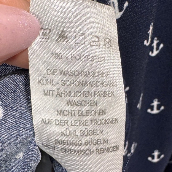 Lila Rose Womens‎ Top Large Navy Blue Anchor Blouse Coastal Sailor Nautical Work - Picture 5 of 6